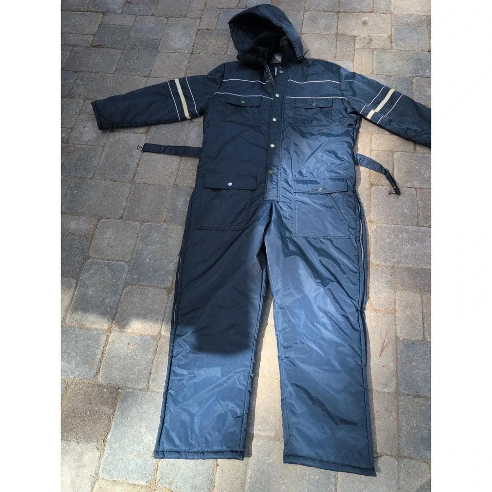 Vintage Sears Work N Leisure Snowsuit Coveralls Mens L 44 Short Blue Hooded - Picture 1 of 3